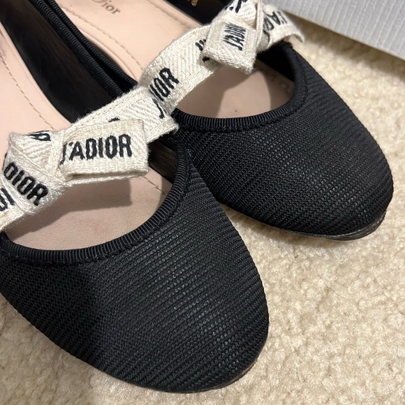 Black Dior flat with ivory j’adior bow size 38 - Picture 1 of 4